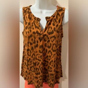 Socialite Sleeveless Tank Leopard Print Cotton Blend size Small EUC